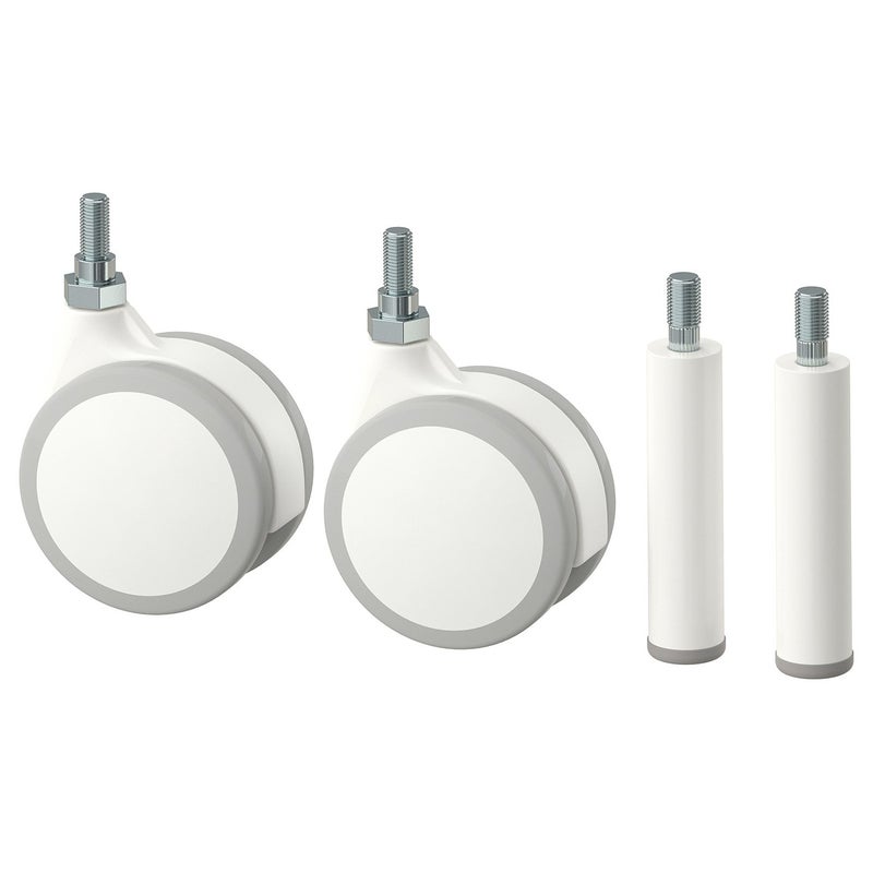 Legs and Castors Set for Storage Frames, White, 4.5 cm (Pack of 4) - Image 1