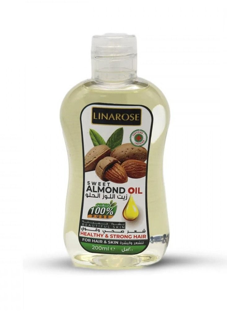 LINA ROSE - Sweet almond oil for hair and skin 200 ml - Image 1