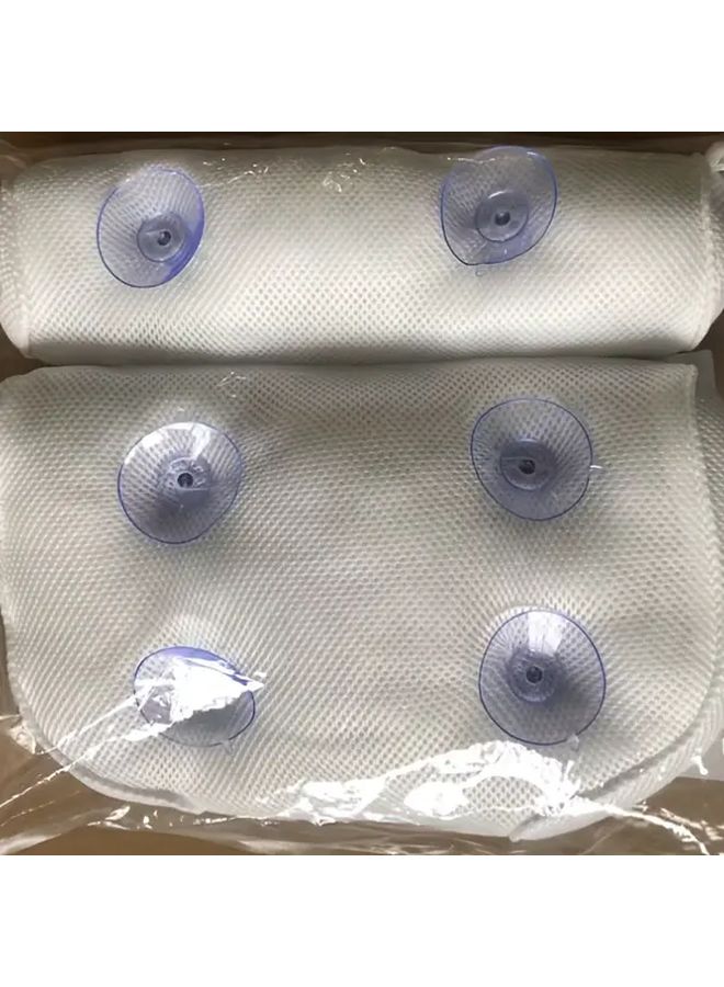 4D Mesh Bathtub Pillow With Neck And Back Support White 6 Suction Cups Posture Correcting Bath Cushion Non Slip Quick Dry Spa Accessory For Hot Tub Shower Machine Washable Bathing Aid For Spinal Health - Image 5