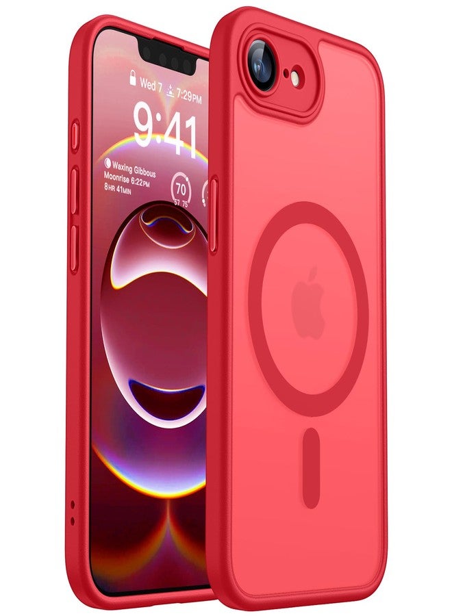 CANSHN Magnetic Compatible with iPhone 16e Case(6.1 Inch), Upgraded [Full Camera Protection] [Compatible with Magsafe] [Translucent Matte] Shockproof Protective Phone Case Cover - Red - Image 1