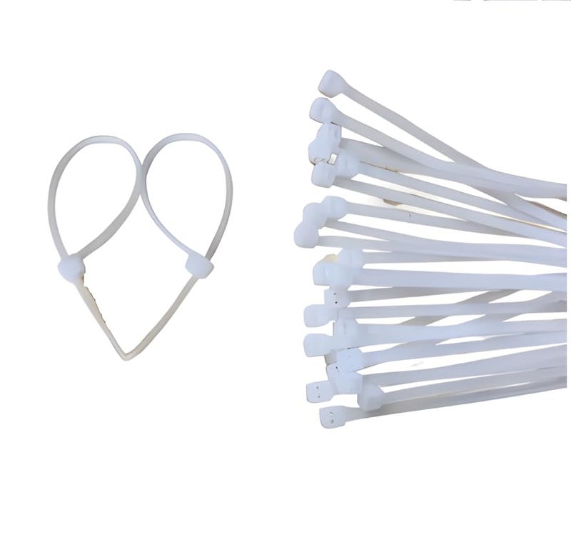 POOJAY Cable Zip Ties White 400 mm x 48 mm 157 inch Pack of 500 MultiPurpose SelfLocking Nylon Teeth Grip Cable Ties Cord Management Ties Plastic Ties for Home Office Garden Workshop - Image 2