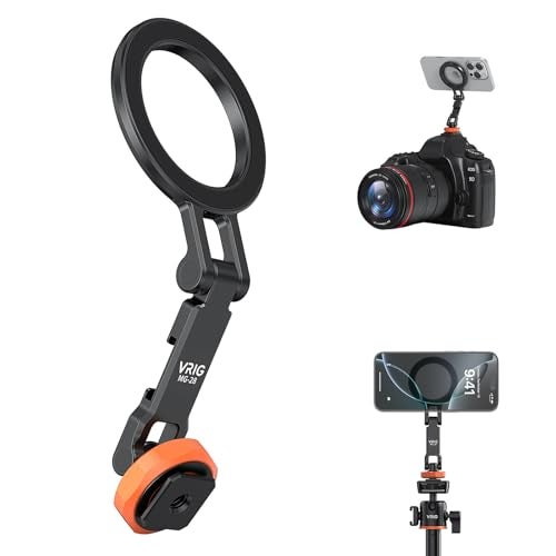 VRIG MG-28 Metal Phone Tripod Mount for magsafe, Magnetic Camera Mount for iPhone 17 16 15 14 13 12, 360° Rotation Adjustable Cold Shoe Phone Mount for Cameras, Tripods - Image 1