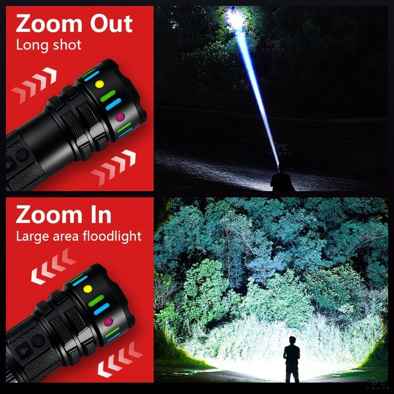 Multifunctional Camping Flashlight High Power LED USB Rechargeable Zoomable - Image 2