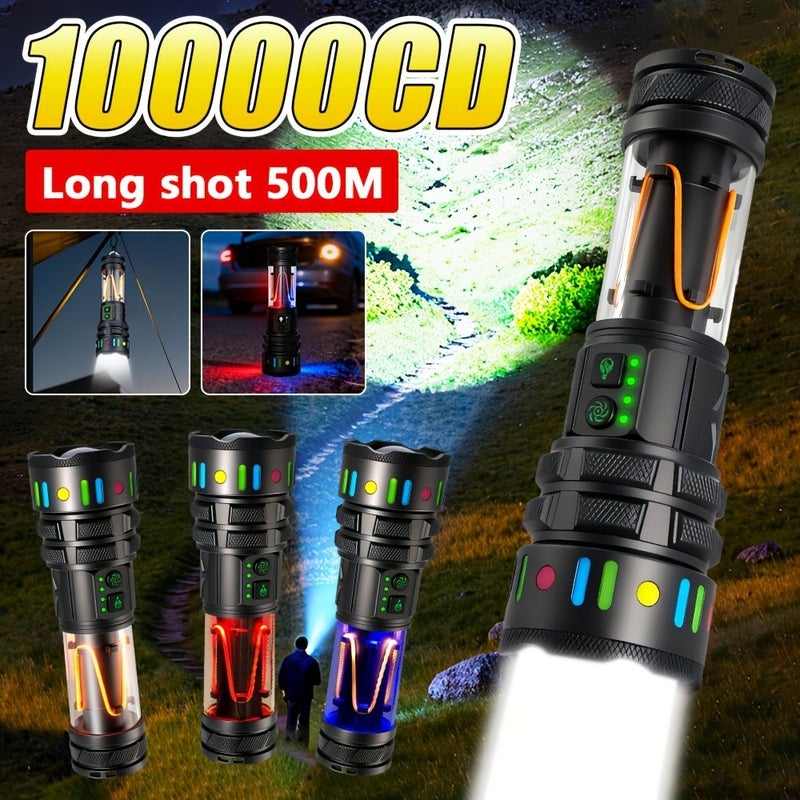 Multifunctional Camping Flashlight High Power LED USB Rechargeable Zoomable - Image 1