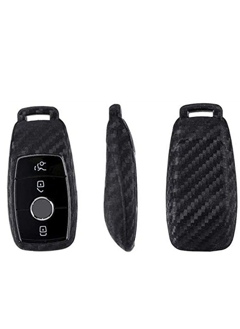 SYOSI - Silicone carbon fiber catchy style smart keyless remote Key Fob case Cover For Mercedes-Benz E-Class S-Class W213 2016 2017 2018 2019 keychain - Image 1