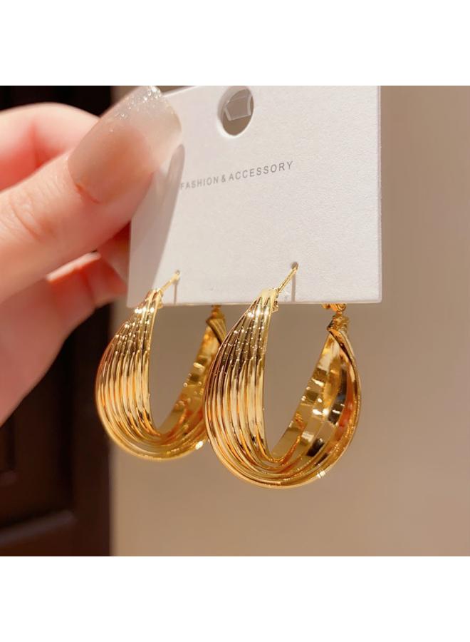 European And American Light Luxury Large Round Ring Earrings Women's High Sense S925 Silver Needle Distinctive Niche Design Sense Zircon Earrings