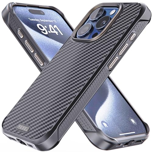 REBEL Case for iPhone 15 Pro [Gen-5 Aramid Fiber] Strong MagSafe Compatible, Grippy Sides, Shockproof Corners, Metal Lens + Buttons, Upgraded Protective Design, 6.1 Inch Phone 2023 (Black) - Image 1