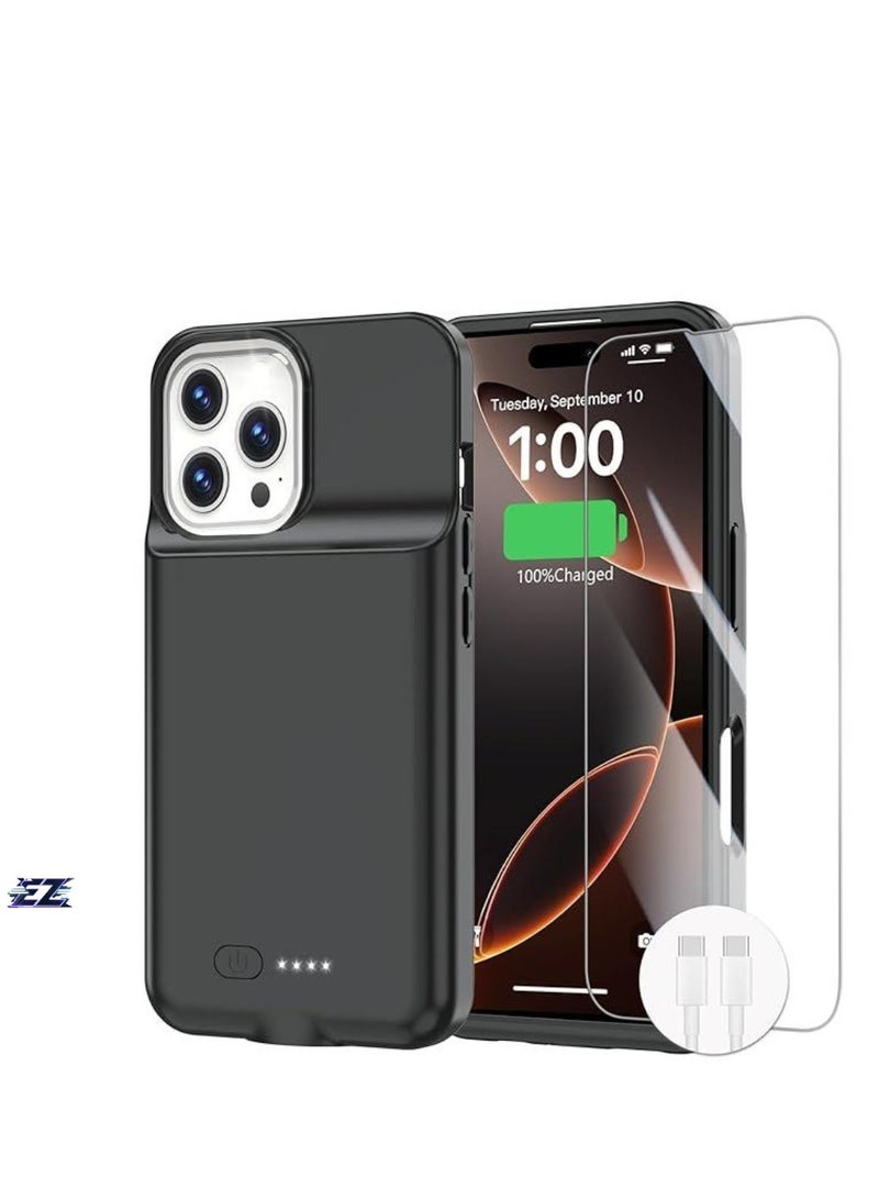 ELTRAZONE Battery Case for iPhone 16 Pro, 15W Fast Charging Case Charger 8500mAh Ultra-Slim Lightweight Powerful Battery Pack Rechargeable Anti-Fall TPU Juice Box for iPhone 16 Pro Charging Case (6.3") Black - Image 1
