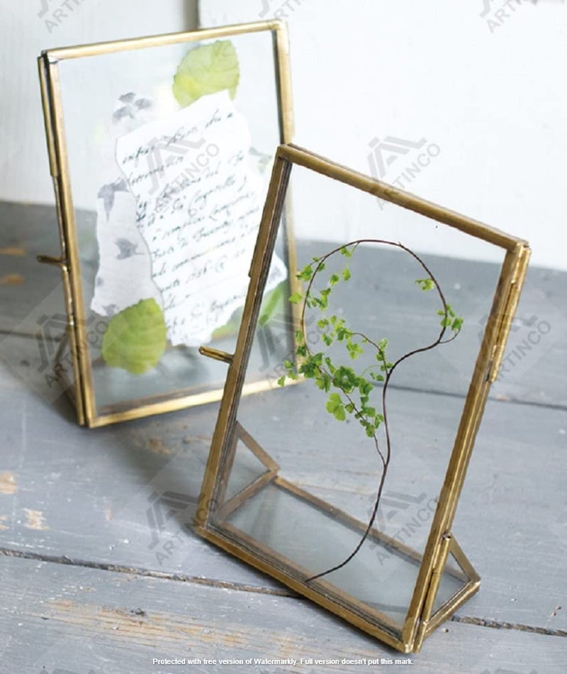 ARTINCO Art India Collections Decorative Brass And Glass Standing Table Photo Frame 4X6(Tabletop, 1.00) - Image 1