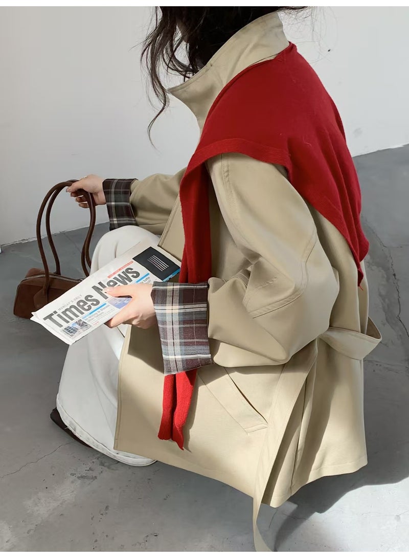 Korean stand collar trench coat - Image 1