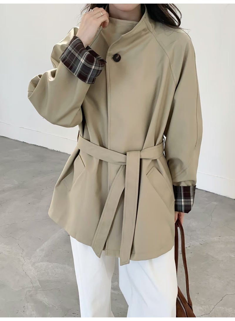 Korean stand collar trench coat - Image 3