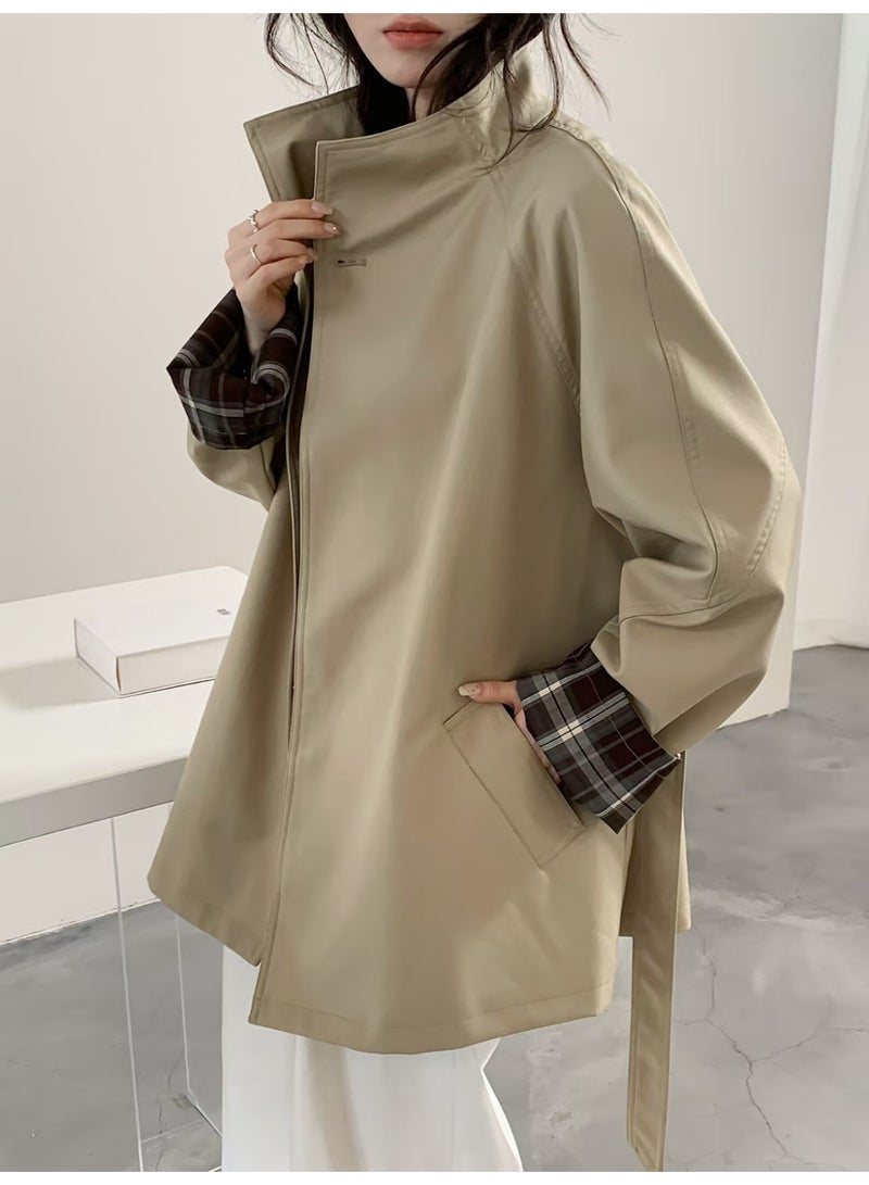 Korean stand collar trench coat - Image 2