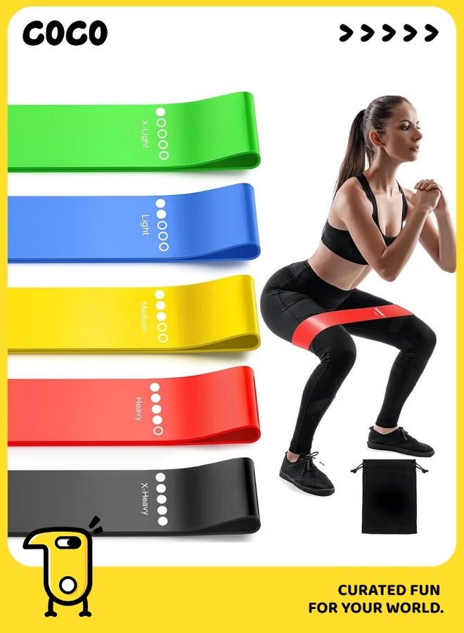 FLOWING Resistance Bands Set, 5pcs Assorted Pounds Strength Training Exercise Resistance Loops Stretch Bands, Gym Fitness Yoga Workout Resistance Loops Bands for Arm Legs and hips - Image 1