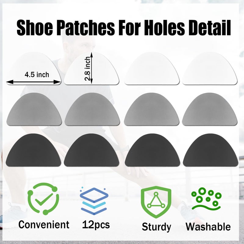 Aogigigio 12pcs Shoe Toe Protector for Crease - Shoe Patches for Holes Repair Guards Kit for Boot Shoe, 4.5x2.8 Inch - Image 2