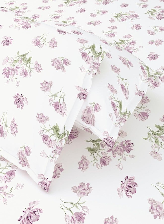 haus & kinder Double Bed Floral Bedsheet with 2 Pillow Covers| 90x100 Inches |186 TC Queen Size Cotton Bed Sheet Breathable | Soft | Lilac Dream - Image 3