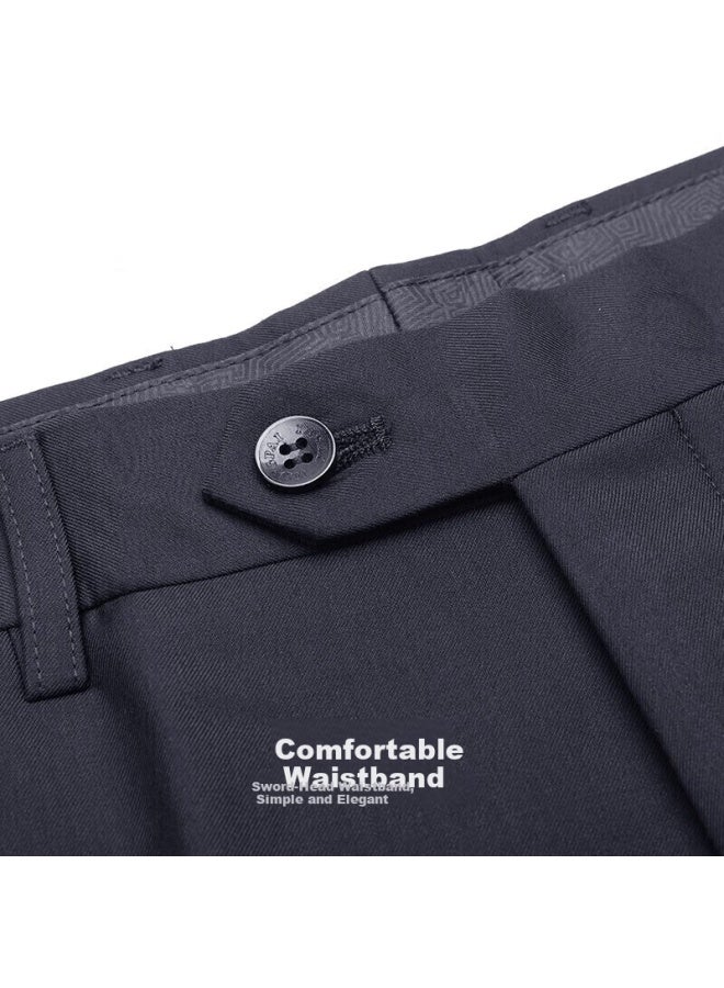 Hodo Men's Dress Pants Autumn Winter Warm Comfortable Slim Fit Business Fleece Lined Suit Pants - Image 2