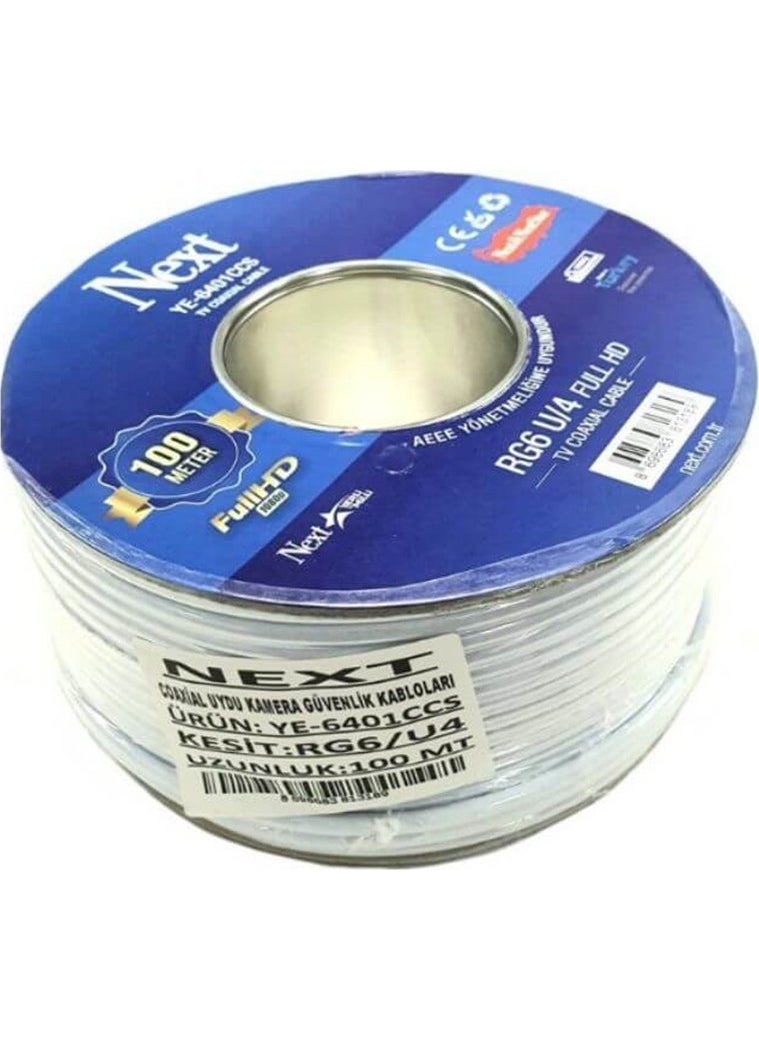 Next YE-6401 CCS RG6 U/4 100 Mt Antenna Cable 