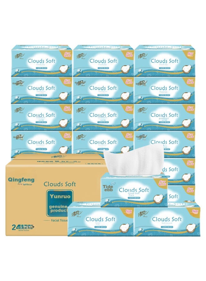 APP Qingfeng Facial Tissues, Thick And Soft 4-ply 80 Sheets*24 Packs, Gentle On Skin, Non-irritating, Toilet Paper, Tissue Paper, Napkins, Whole Box - Image 1
