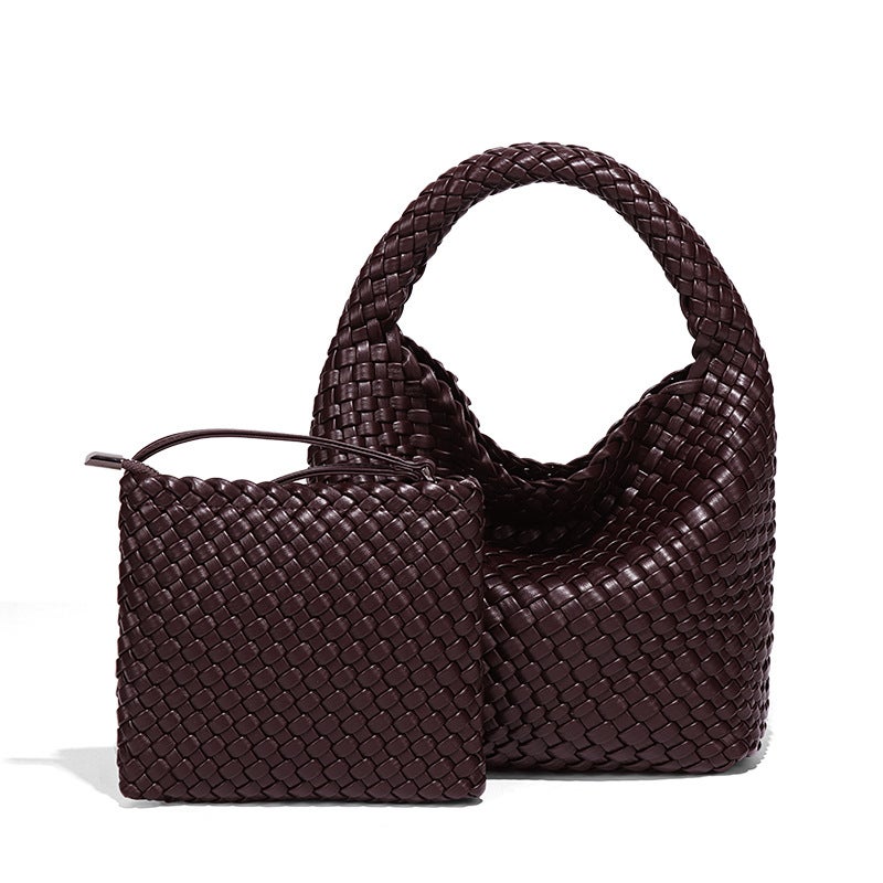 2025 Early Spring New Fashion High-End Fully Hand-Woven Bag Mother Bag Single Shoulder Large Capacity Tote Bucket Bag - Image 1
