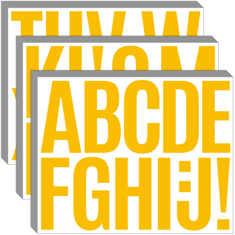 Bemeol 36 Sheets Letter Stickers 3 Inch Vinyl Letters Alphabet Stickers Self Adhesive Stick On Letters For School Office Home Bulletin Boards Mailbox Decor(Yellow,3Inch) - Image 1