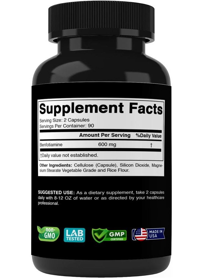 Vitabod Benfotiamine 600mg 180 Vegetarian Capsules - Also Called Fat Soluble Vitamin - Image 4