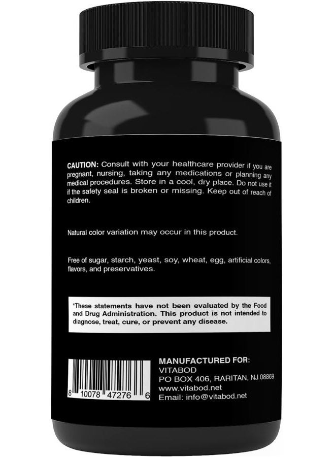 Vitabod Benfotiamine 600mg 180 Vegetarian Capsules - Also Called Fat Soluble Vitamin - Image 3