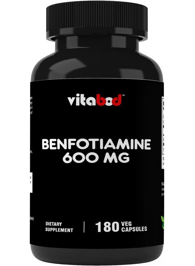 Vitabod Benfotiamine 600mg 180 Vegetarian Capsules - Also Called Fat Soluble Vitamin - Image 1