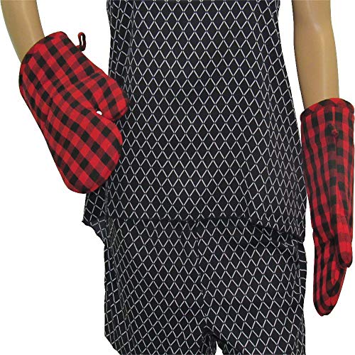 PIXEL HOME Cotton Microwave Oven Mitten for Microwave - Set of 2 PCS Oven Glove - Heat Resistant (Colour-Red&Black Check) - Image 2