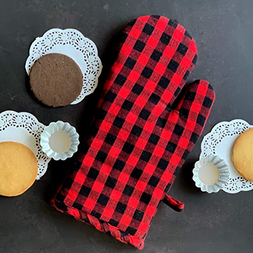 PIXEL HOME Cotton Microwave Oven Mitten for Microwave - Set of 2 PCS Oven Glove - Heat Resistant (Colour-Red&Black Check) - Image 4