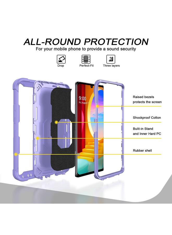 S-TOP Case For LG Velvet PC + Rubber 3-layers Shockproof Protective Case with Rotating Holder - Image 3