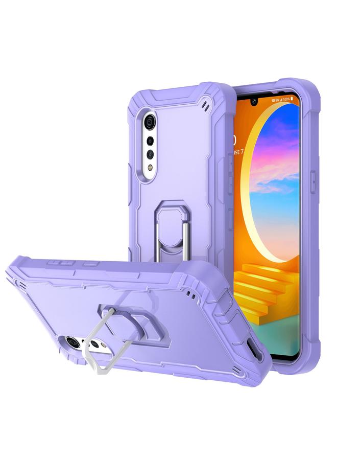 S-TOP Case For LG Velvet PC + Rubber 3-layers Shockproof Protective Case with Rotating Holder - Image 1