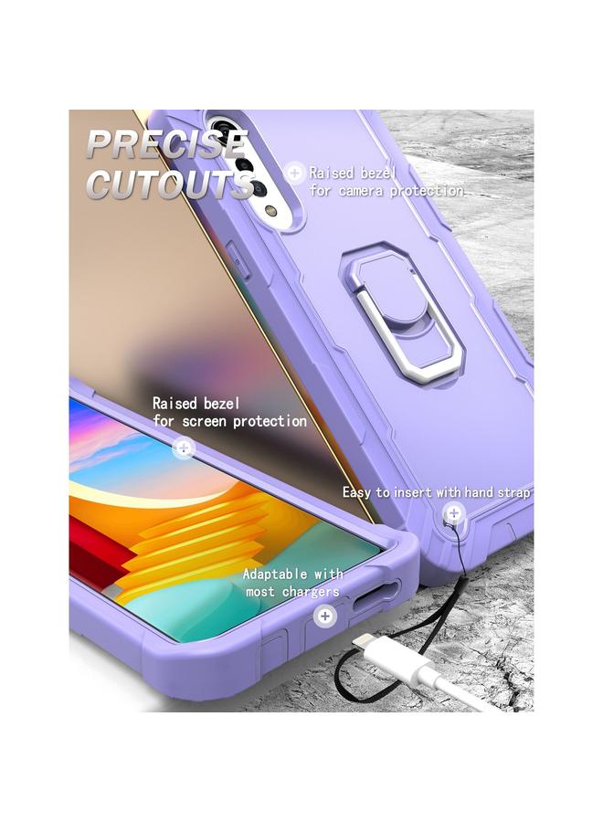 S-TOP Case For LG Velvet PC + Rubber 3-layers Shockproof Protective Case with Rotating Holder - Image 4