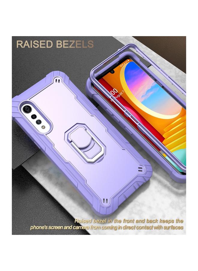 S-TOP Case For LG Velvet PC + Rubber 3-layers Shockproof Protective Case with Rotating Holder - Image 2
