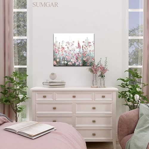 SUMGAR Framed Paint by Numbers Kit for Adults Flowers, Pink Wildflower Canvas Painting Kits with Frame, DIY Acrylic Floral Number Painting for Adults Beginner, Easy Art Craft Home Decor Gift, 16x20in - Image 2