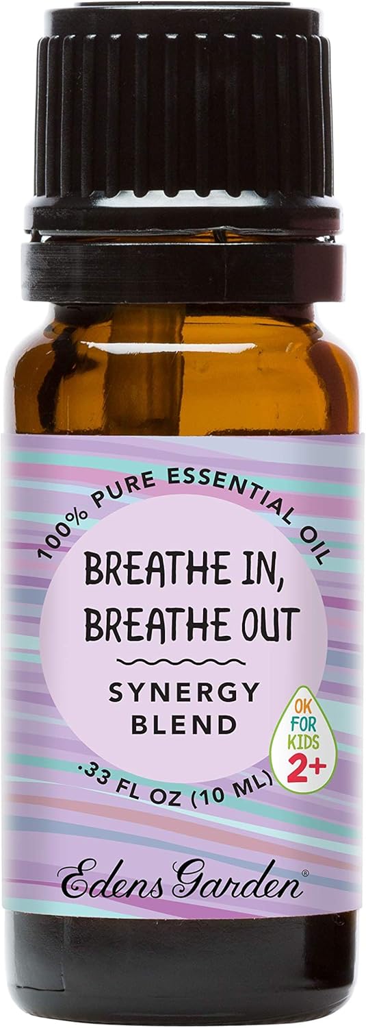 Edens Garden Breathe in, Breathe Out Essential Oil Blend- 100% Pure Premium Grade, Undiluted, Natural, Therapeutic, Aromatherapy, The Best for Diffusing, Skin, Humidifiers, Kid Safe 10 ml (.33 fl oz)