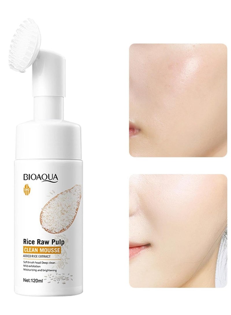 BIOAQUA Facial Foam Exfoliating Brush Aloe Vera Hyaluronic Acid Facial Cleansing Deep Cleansing Eliminates Pores, Moisturizes Skin and Removes Makeup, Ideal for All Skin Types (Rice)  - Image 2