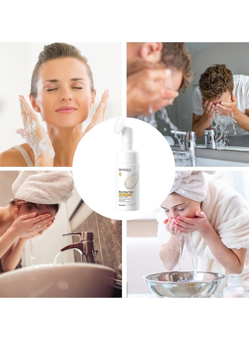 BIOAQUA Facial Foam Exfoliating Brush Aloe Vera Hyaluronic Acid Facial Cleansing Deep Cleansing Eliminates Pores, Moisturizes Skin and Removes Makeup, Ideal for All Skin Types (Rice)  - Image 4