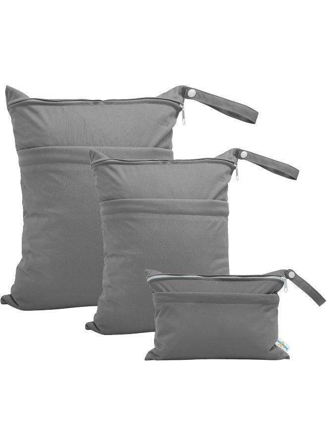 Babygoal Wet Dry Bags for Baby Cloth Diapers, Washable Travel Bags, Beach, Pool, Gym Bag for Swimsuits & Wet Clothes with Two Zippered Pockets 3 Pack(S,M,L) - Image 1