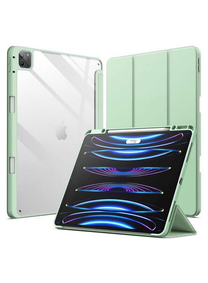 MIGOFAST Case for iPad Pro 12.9 Inch 2022 2021 2020 2018 with Pencil Holder Slim Stand Protective Cover with Clear Transparent Back Shell for iPad Pro 12.9 inch Tablet Support Auto Wake Sleep - Image 1
