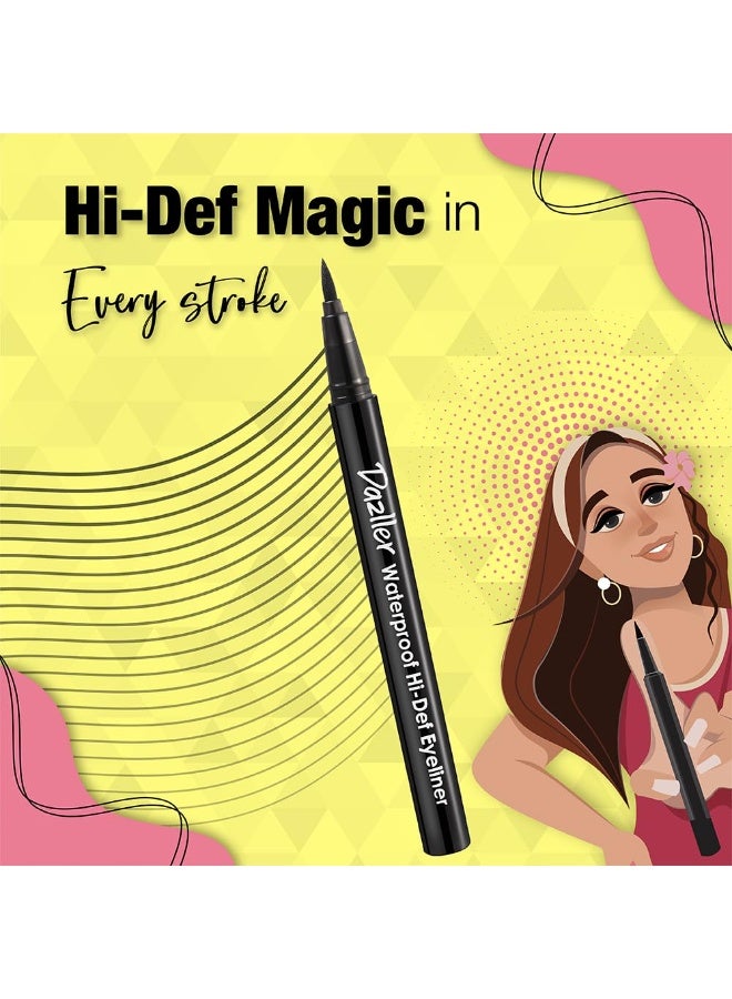 Dazller Hi-Def Eyeliner duo|Velvet Matte|Water-Resistant|Smudge-Proof|Long Stay|Single Stroke|Precise Application|Black+Black|2.2g, pack of 2 - Image 2