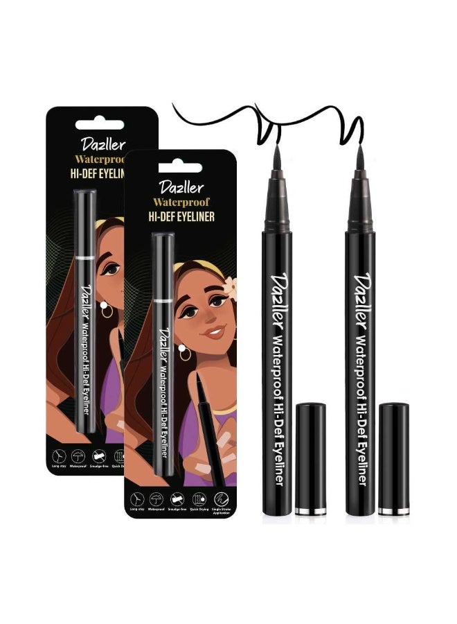 Dazller Hi-Def Eyeliner duo|Velvet Matte|Water-Resistant|Smudge-Proof|Long Stay|Single Stroke|Precise Application|Black+Black|2.2g, pack of 2 - Image 1