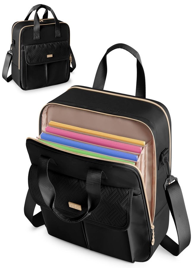 Prokva Teacher Bag with Accordion File Organizer, 15.6 Inch Laptop Briefcase for Women, Teacher, Tutor, Nurse and Processionals, Black - Image 1