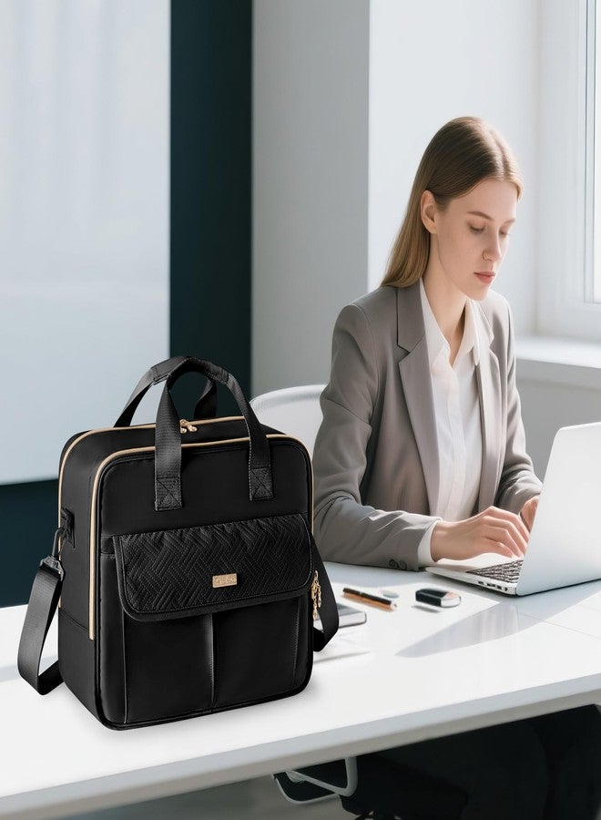 Prokva Teacher Bag with Accordion File Organizer, 15.6 Inch Laptop Briefcase for Women, Teacher, Tutor, Nurse and Processionals, Black - Image 3