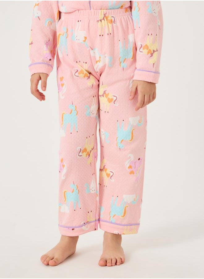 Styli Styli All-Over Unicorn Print Long Sleeve Shirt and Pyjama Set  - Image 5