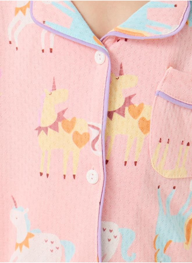Styli Styli All-Over Unicorn Print Long Sleeve Shirt and Pyjama Set  - Image 4