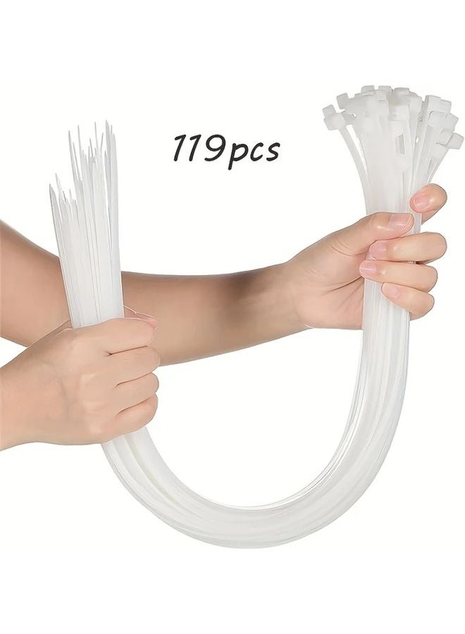 Heavy Duty 20 Inch 119pcs White Large Zip Ties for Outdoor and Indoor Use - Image 1