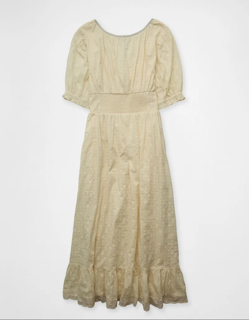American Eagle  AE Tie-Front Lace Midi Dress for Women | Best Price UAE
