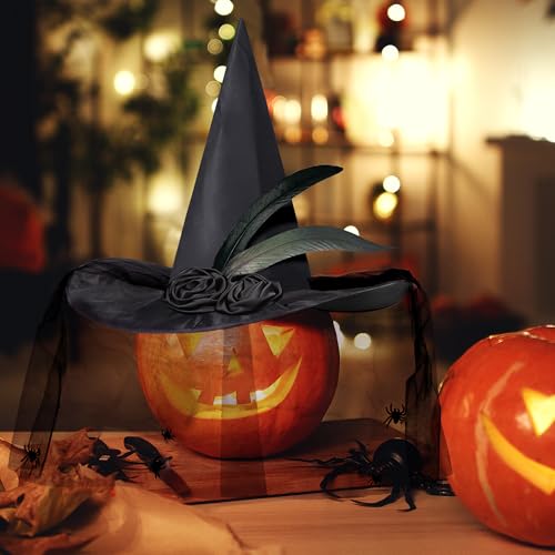 JUSTOTRY Halloween Witch Hat for Women Black Spider Witches Hat Adult Wizard Witch Hats for Women Girl Cosplay Halloween Party Costume Accessory - Image 5