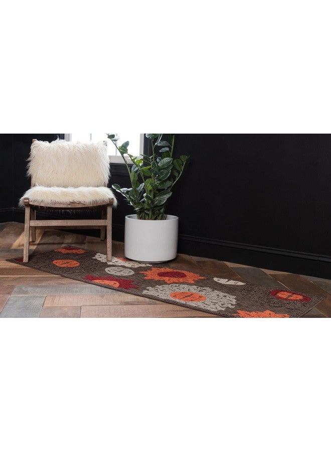 Unique Loom Outdoor Modern Collection Area Rug Chicago (2' X 6' 1 Runner Brown/ Orange) - Image 2