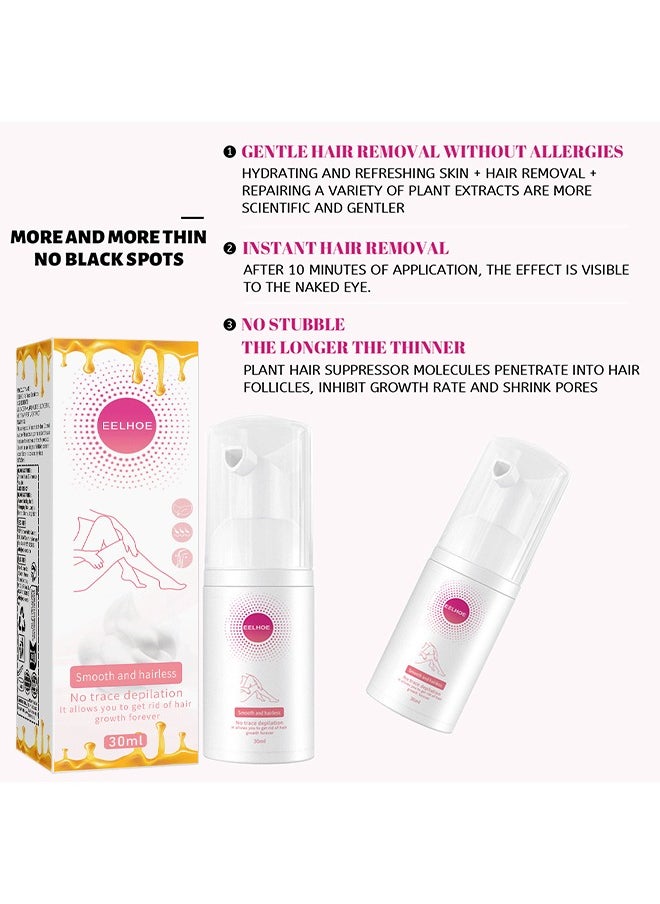 EELHOE - Beeswax Hair Removal Mousse, High Quality Mousse Hair Removal Spray, Gentle Beeswax Hair Removal Honey Mousse Spray Moisturizing Hair Removal Spray For Women - Image 1